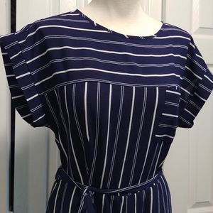 Stripped women jumpsuit size L blue and white stripes